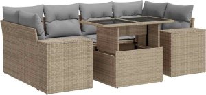 vidaXL vidaXL 7-cz. zestaw wypoczynkowy do ogrodu, z poduszkami, beżowy 2