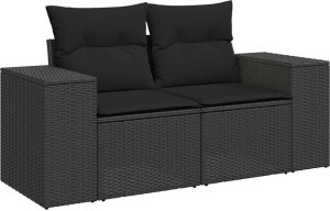 vidaXL vidaXL 9-cz. zestaw wypoczynkowy do ogrodu, z poduszkami, czarny 3