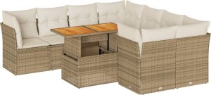vidaXL vidaXL 9-cz. zestaw mebli ogrodowych z poduszkami, beżowy, polirattan 2