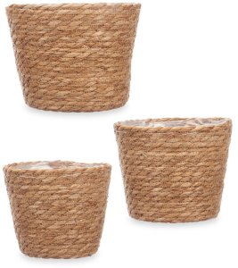 Giftdecor Osłonki na doniczki plecione RUSTIC, 3 sztuki 2