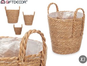 Giftdecor Koszyki plecione ESPARTO z uchwytami, 3 sztuki 2