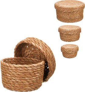 Giftdecor Koszyki do przechowywania z naturalnej plecionki, 3 sztuki 1