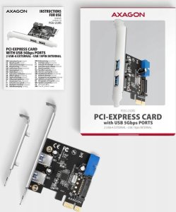 Kontroler Axagon AXAGON PCEU-232RS, kontroler PCIe, 2+2x port USB 5Gbps, zasilanie SATA, Renesas PD720201, SP i LP 3