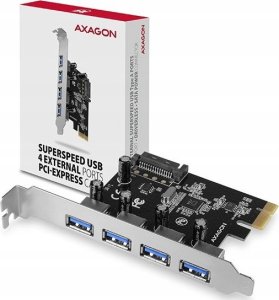 Kontroler Axagon AXAGON PCEU-430RS, kontroler PCIe, 4x port USB 5Gbps, zasilanie SATA, Renesas PD720201, SP 1