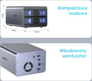 Kieszeń Unitek RAID do dysku SATA 2.5''/3.5'' – 4 tryby, 40TB, 5Gb/s 11