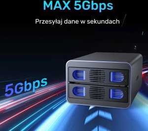 Kieszeń Unitek RAID do dysku SATA 2.5''/3.5'' – 4 tryby, 40TB, 5Gb/s 5