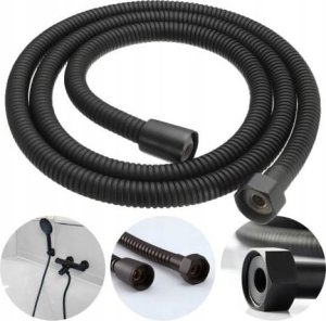 Wąż prysznicowy VERGIONIC Wąż prysznicowy czarny 120cm stożkowy do wanny natryskowy giętki wytrzymały 3