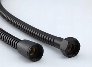 Wąż prysznicowy VERGIONIC Wąż prysznicowy czarny 120cm stożkowy do wanny natryskowy giętki wytrzymały 4