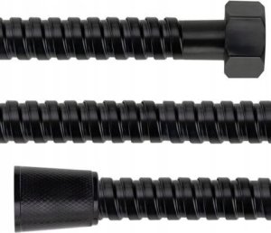 Wąż prysznicowy VERGIONIC Wąż prysznicowy czarny 120cm stożkowy do wanny natryskowy giętki wytrzymały 7