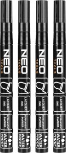 Neo Marker budowlany, czarny, permanentny, wodoodporny, lakierowy, aluminiowy, 4 szt 1