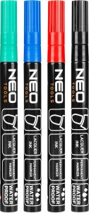 Neo Marker budowlany, 4 kolory, permanentny, wodoodporny, lakierowy, aluminiowy, 4 szt 1