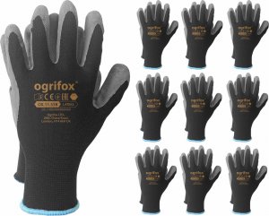 Ogrifox Rękawice robocze / Czarne / OX-LATEKS_BS - 10 Par (7 - S) 1