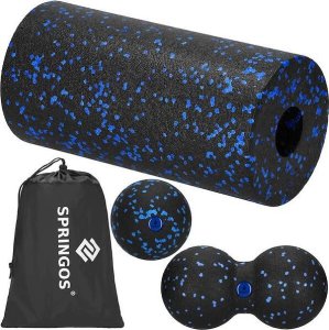 Springos Zestaw do masażu 3 el. roller piankowy, piłka, podwójna piłeczka, pokrowiec UNIWERSALNY 1