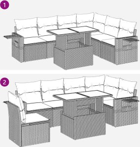 vidaXL 7-cz. zestaw wypoczynkowy do ogrodu, z poduszkami, brązowy 12