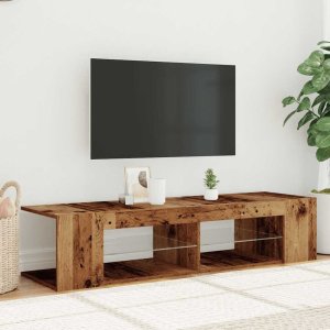 vidaXL Szafka pod TV z oświetleniem LED, stare drewno, 135x39x30 cm 4