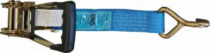 Tekson Pas Zabezpieczający 3,5m/50mm/4t Lohr 3-Punktowy Niebieski, 350 Dan, "Gumowa Rączka", Z Hakiem "J", Zielona Tuba 4