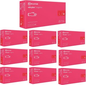 Mercator Rękawice Nitrylowe 100 szt. Nitrylex Magenta - 10 szt. (L 8-9) 1