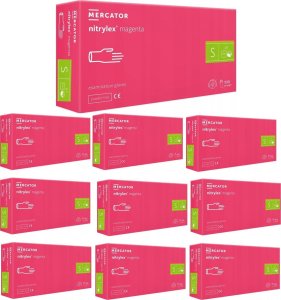 Mercator Rękawice Nitrylowe 100 szt. Nitrylex Magenta - 10 szt. (S 6-7) 1