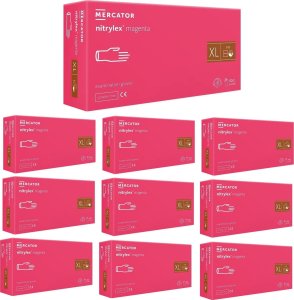 Mercator Rękawice Nitrylowe 100 szt. Nitrylex Magenta - 10 szt. (XL 9-10) 1