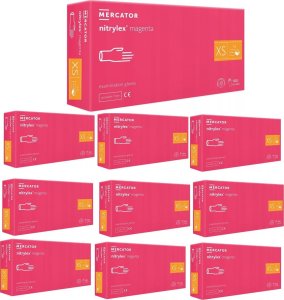 Mercator Rękawice Nitrylowe 100 szt. Nitrylex Magenta - 10 szt. (XS 5-6) 1
