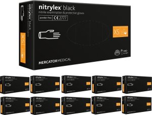 Mercator Rękawice Nitrylowe 100 sztuk / Czarne / Nitrylex Black - 10 szt. (XS 5-6) 1