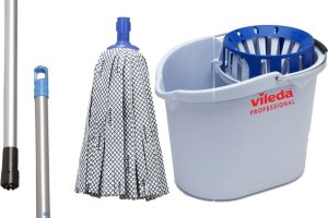 Mop Vileda Zestaw Supermop: wiadro z wyciskaczem + kij + wkład antybakteryjny 2
