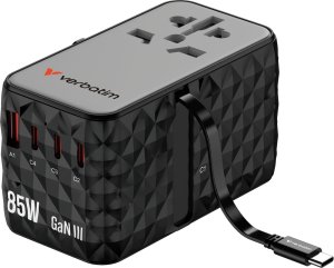 Verbatim Adapter podróżny Verbatim Charge 'n' Travel GaN III globalny 4xUSB-C PD 3.0 QC 4+ 70W, 1xUSB-A QC 4+ 60W 2