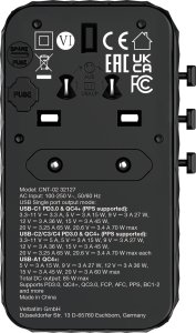 Verbatim Adapter podróżny Verbatim Charge 'n' Travel GaN III globalny 4xUSB-C PD 3.0 QC 4+ 70W, 1xUSB-A QC 4+ 60W 4