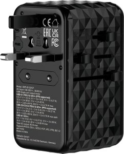 Verbatim Adapter podróżny Verbatim Charge 'n' Travel GaN III globalny 4xUSB-C PD 3.0 QC 4+ 70W, 1xUSB-A QC 4+ 60W 7