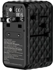Verbatim Adapter podróżny Verbatim Charge 'n' Travel GaN III globalny 4xUSB-C PD 3.0 QC 4+ 70W, 1xUSB-A QC 4+ 60W 8