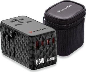 Verbatim Adapter podróżny Verbatim Charge 'n' Travel GaN III globalny 4xUSB-C PD 3.0 QC 4+ 70W, 1xUSB-A QC 4+ 60W 9