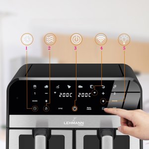 Frytkownica beztłuszczowa Lehmann FRYTKOWNICA BEZTŁUSZCZOWA PODWÓJNA FRYTOWNICA 9L AIRFRYER 2X SZUFLADY WiFi 8
