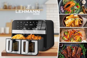 Frytkownica beztłuszczowa Lehmann FRYTKOWNICA BEZTŁUSZCZOWA PODWÓJNA FRYTOWNICA 9L AIRFRYER 2X SZUFLADY WiFi 9