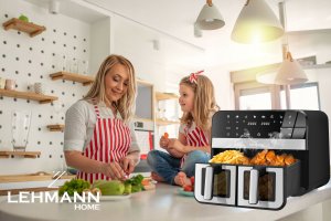 Frytkownica beztłuszczowa Lehmann FRYTKOWNICA BEZTŁUSZCZOWA PODWÓJNA FRYTOWNICA 9L AIRFRYER 2X SZUFLADY WiFi 11