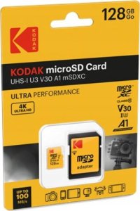 Karta Kodak Karta KODAK MicroSDXC Micro SDXC MicroSD 128GB UHS-I U3 V30 A1 + ADAPTER 4