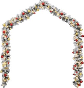 vidaXL Świąteczna girlanda z bombkami i światłami LED, zielona, 5 m 4