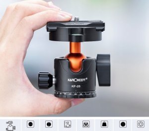 Statyw Kf Statyw z włókna węglowego 160cm 10kg + Monopod / K&F / D254C1 +BH-28L / KF09.109 11