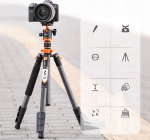 Statyw Kf Statyw z włókna węglowego 160cm 10kg + Monopod / K&F / D254C1 +BH-28L / KF09.109 4