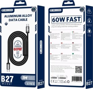 Kabel USB Jellico B27 USB-C - USB-C PD 60W 1m Czarny 2
