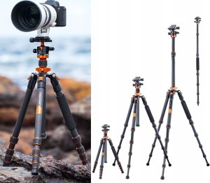 Statyw Kf Statyw Z Włókna Węglowego 172cm 10kg + Monopod / K&f / D255c4+bh-28l / Kf09.093v2 8