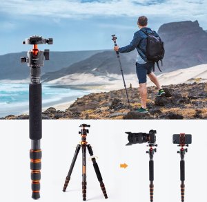 Statyw Kf Statyw Z Włókna Węglowego 172cm 10kg + Monopod / K&f / D255c4+bh-28l / Kf09.093v2 9