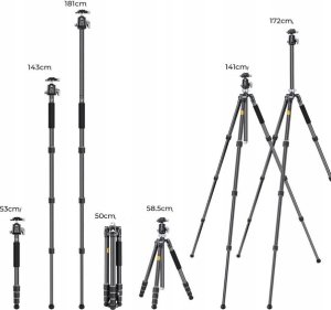 Statyw Kf Statyw Foto Video 172cm 16kg Monopod Poliwęglan Głowica Bh-36 / K&f / X284c4 / Kf09.117 8