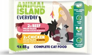 Animal Island ANIMAL ISLAND Wołowina / Kurczak w filecie - Karma mokra dla kotów - 4x85g 1