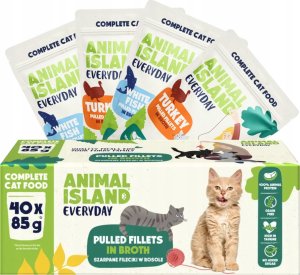 Animal Island ANIMAL ISLAND Indyk / Biała ryba w filecie MIX - Karma mokra dla kotów - 40x85g 2