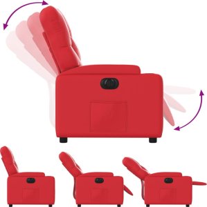 vidaXL Elektryczny fotel rozkładany, czerwony, obity sztuczną skórą 6