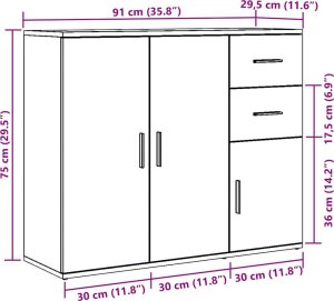 vidaXL Szafka, stare drewno, 91x29,5x75 cm 11