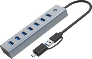 HUB USB Conceptronic Conceptronic HUBBIES21G huby i koncentratory USB 3.2 Gen 1 (3.1 Gen 1) Type-A 5000 Mbit/s Szary 1