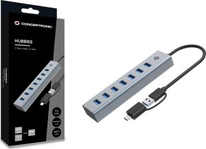 HUB USB Conceptronic Conceptronic HUBBIES21G huby i koncentratory USB 3.2 Gen 1 (3.1 Gen 1) Type-A 5000 Mbit/s Szary 3
