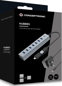 HUB USB Conceptronic Conceptronic HUBBIES21GP huby i koncentratory USB 3.2 Gen 1 (3.1 Gen 1) Type-A 5000 Mbit/s Szary 5