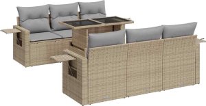 vidaXL 7-cz. zestaw wypoczynkowy do ogrodu, z poduszkami, beżowy 2